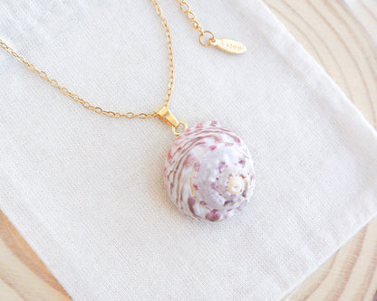 Gold White Pink Magus Top Shell Necklace